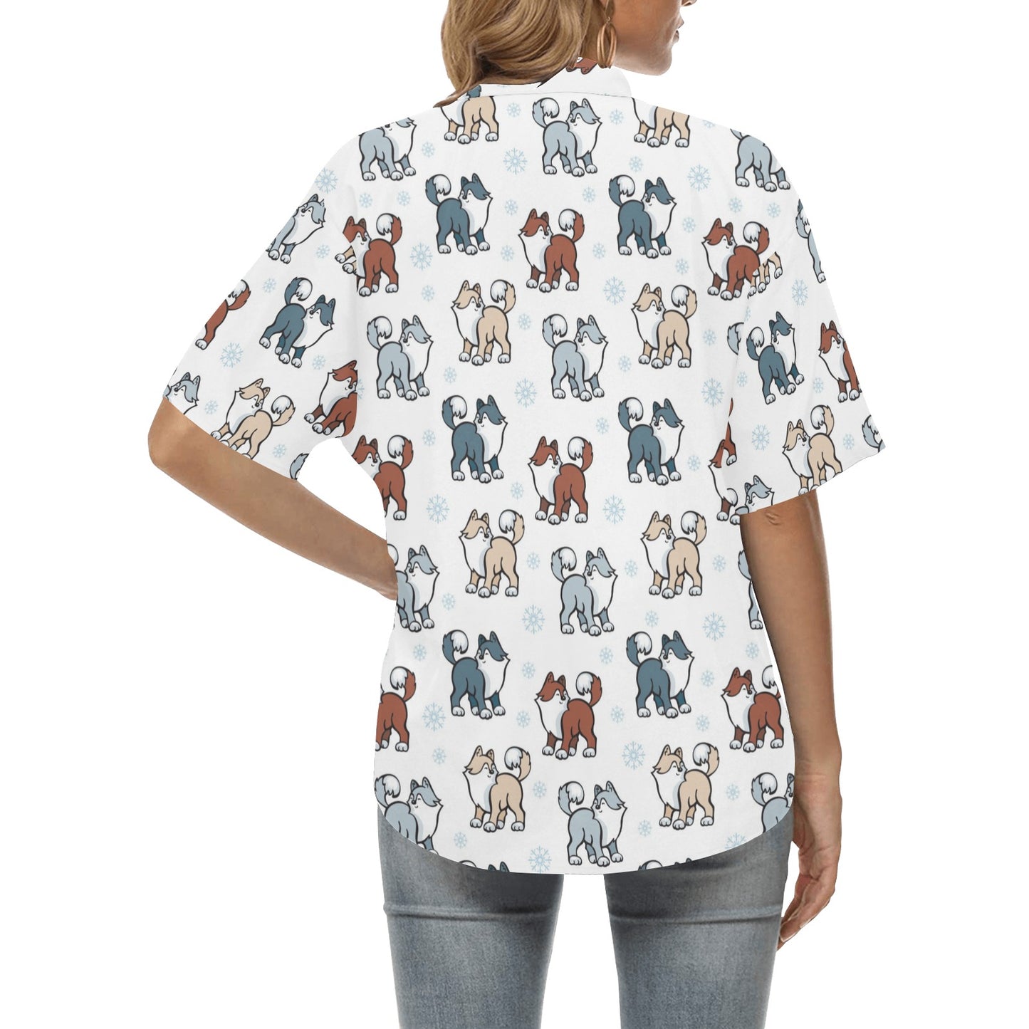 Alaskan Malamute Pattern Print Design 02 Women's Hawaiian Shirt