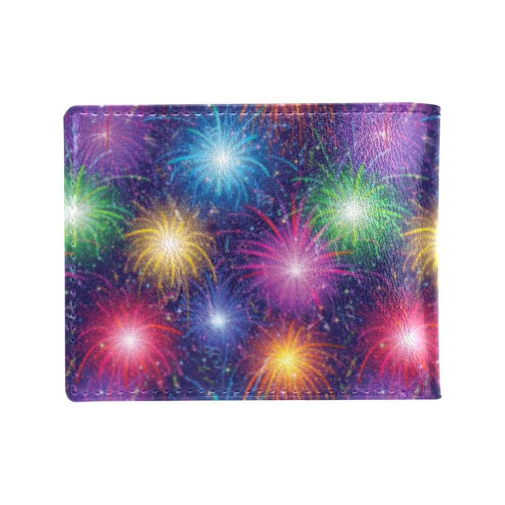 Firework Colorful Print Design LKS301 Men's ID Card Wallet