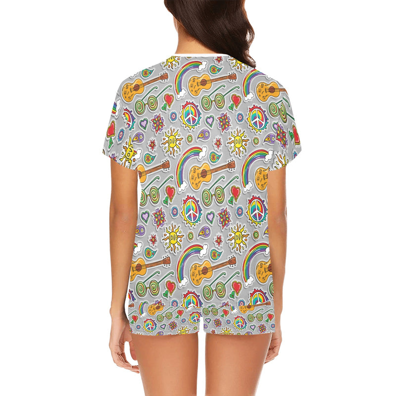 Hippie Print Design LKS306 Women's Short Pajama Set