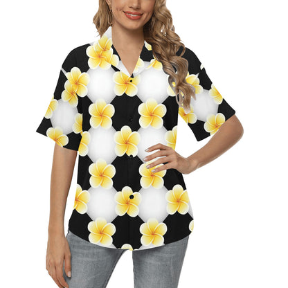 Plumeria Pattern Print Design A04 Women's Hawaiian Shirt