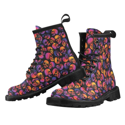 Skull Multicolor Print Design LKS3011 Women's Boots