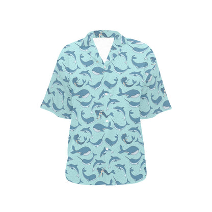 Narwhal Themed Print Women's Hawaiian Shirt