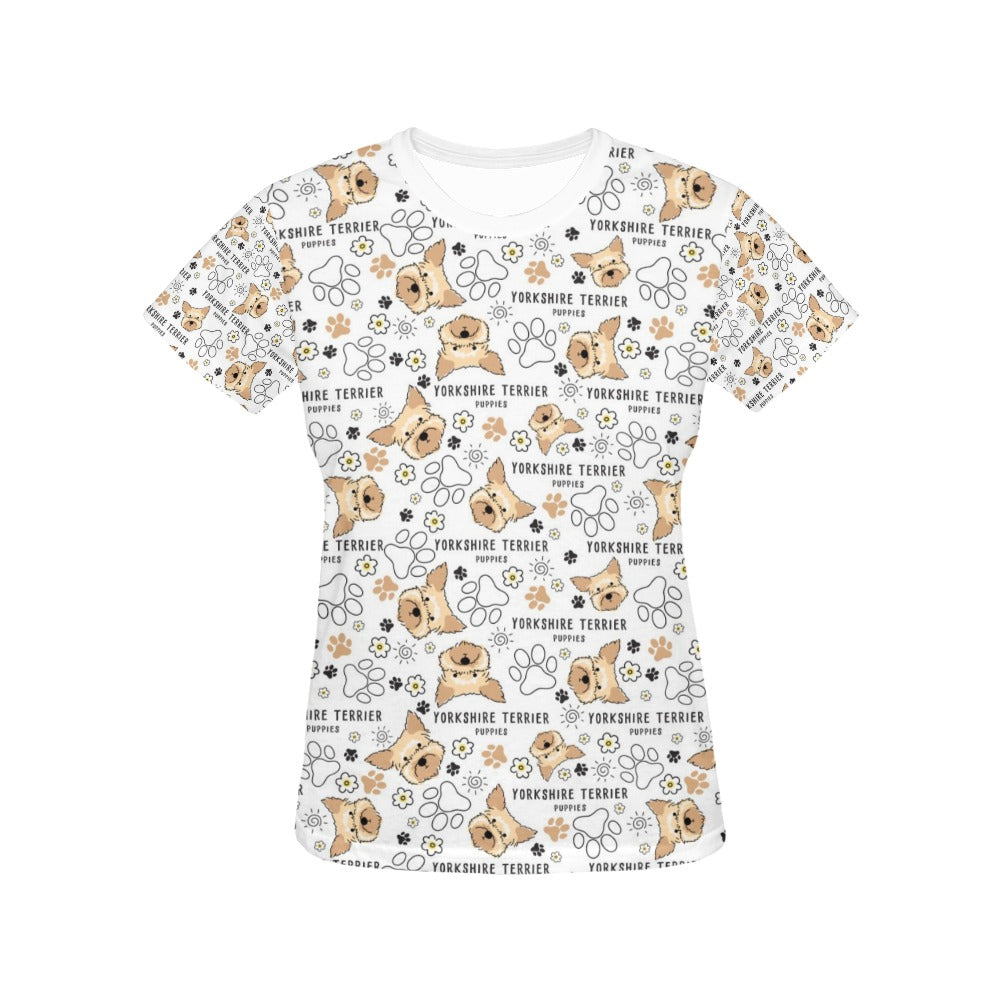 Yorkshire Terriers Print Design LKS308 Women's  T-shirt