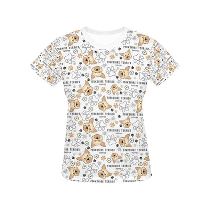 Yorkshire Terriers Print Design LKS308 Women's  T-shirt