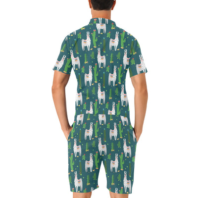 Llama Cactus Pattern Print Design 013 Men's Romper