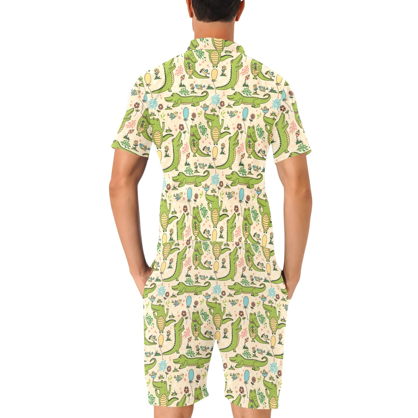 Alligator Pattern Print Design 01 Men's Romper