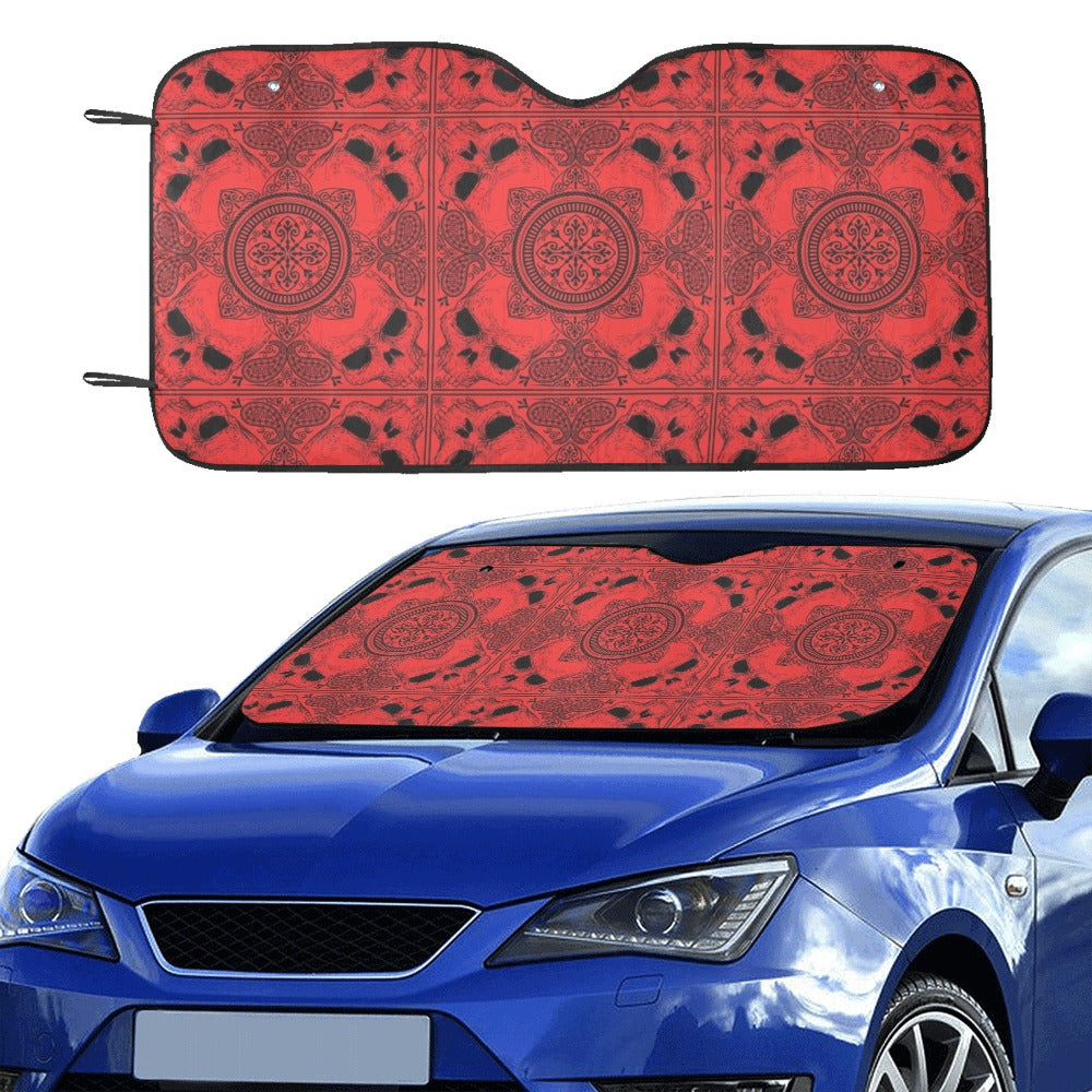 Bandana Red Print Design LKS304 Car front Windshield Sun Shade
