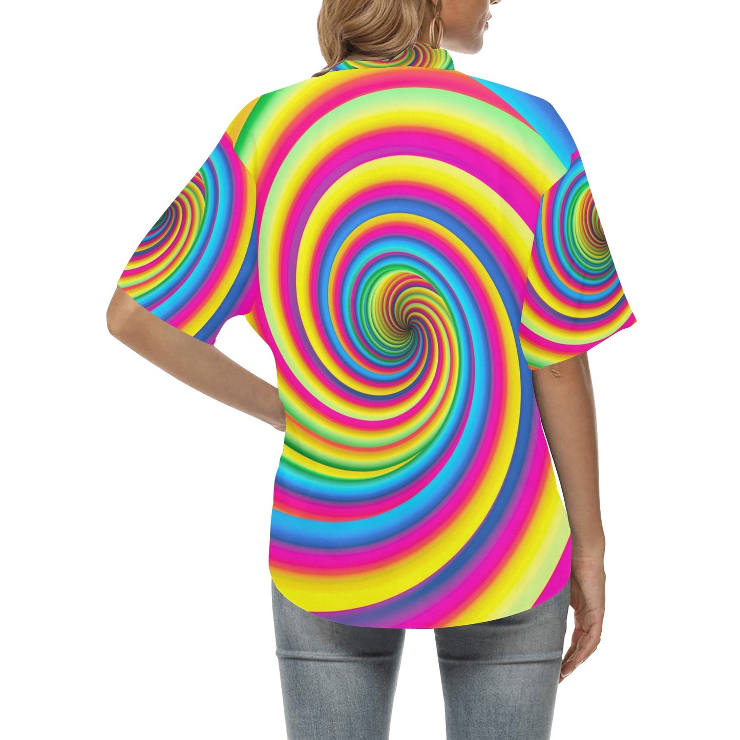 Vortex Twist Swirl Rainbow Design Women's Hawaiian Shirt