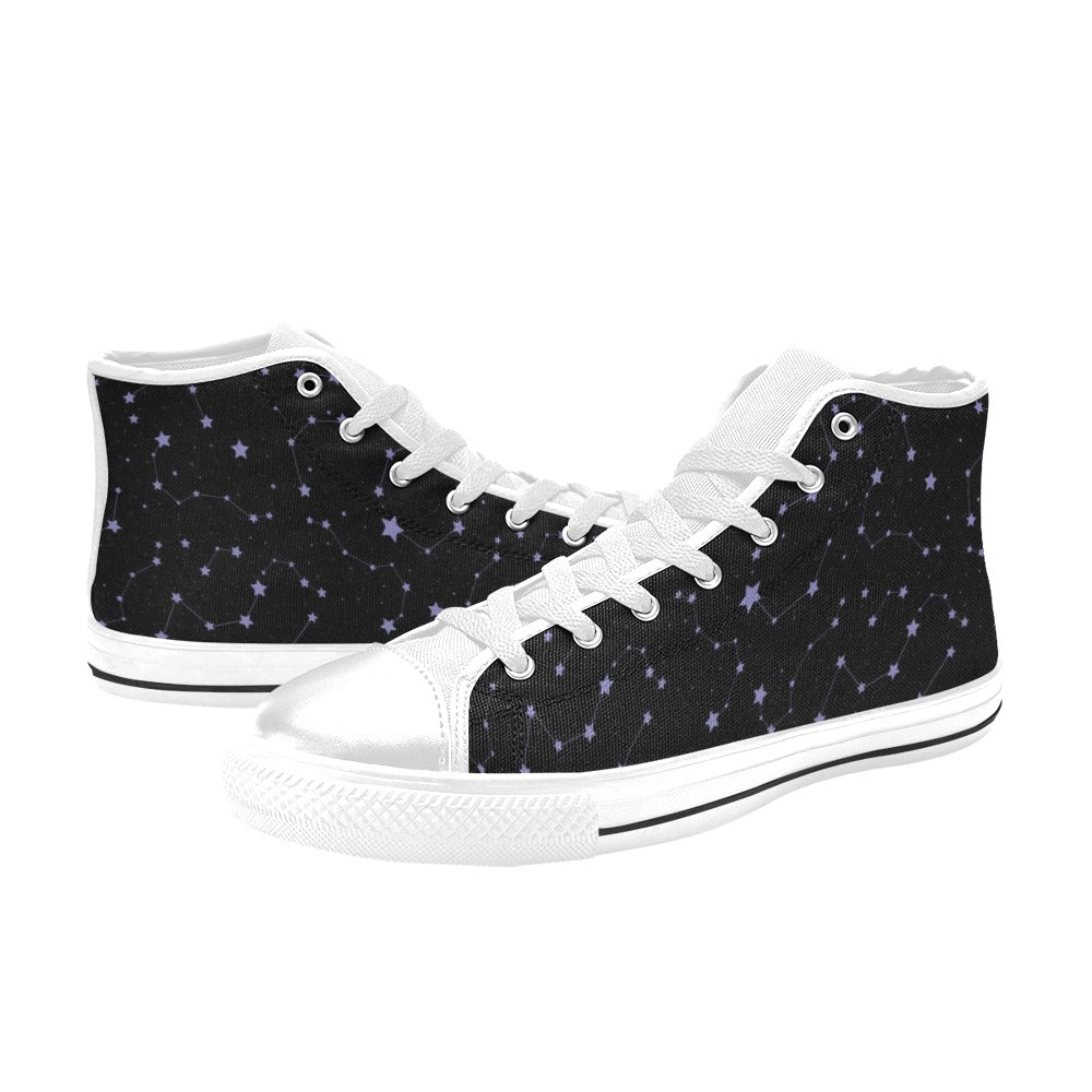 Star Print Design LKS303 High Top Women's White Shoes