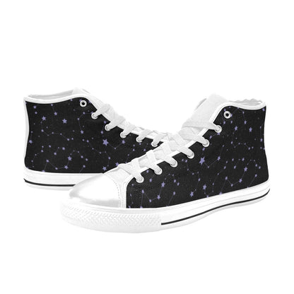 Star Print Design LKS303 High Top Women's White Shoes
