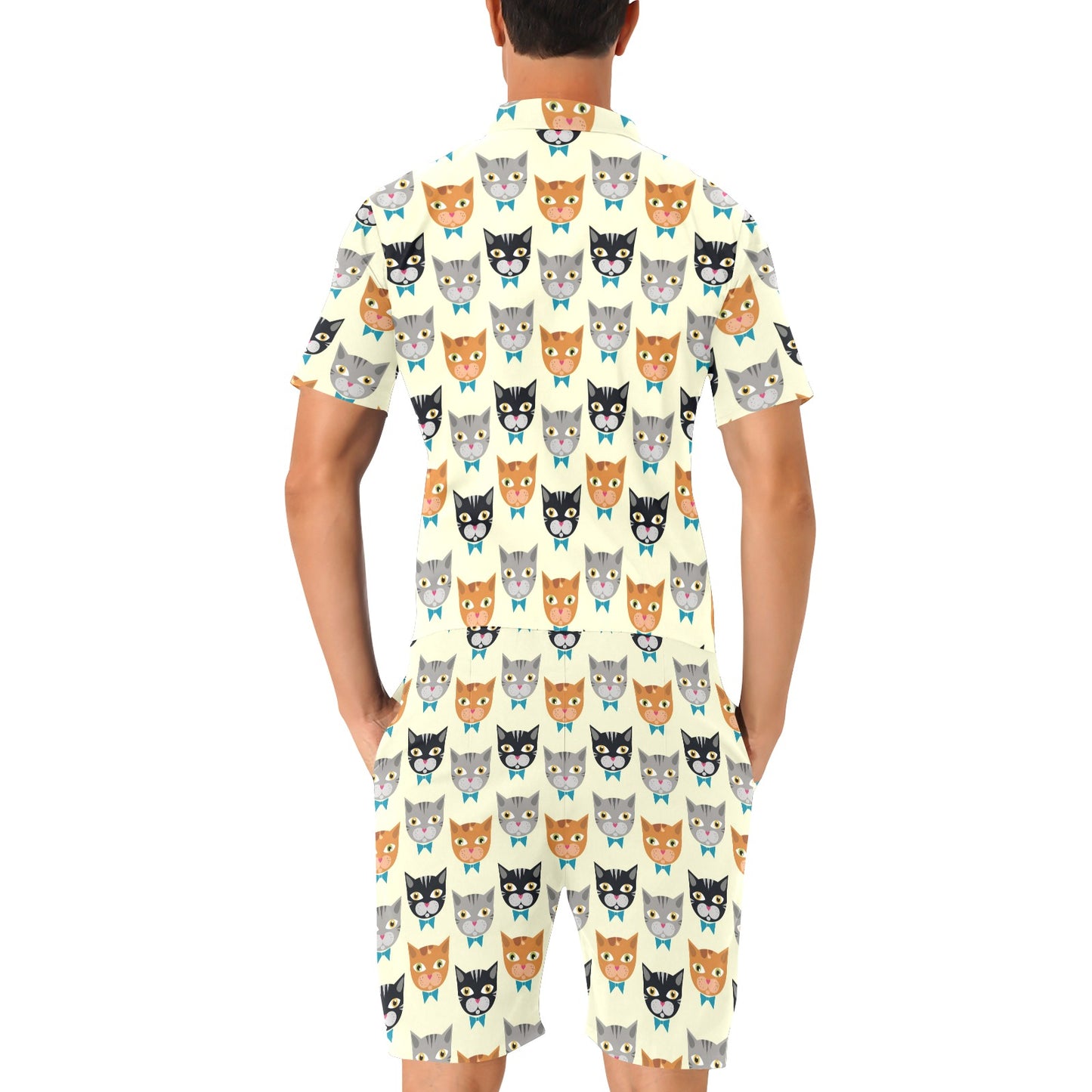 Cat Pattern Print Design 05 Men's Romper