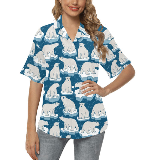 Polar Bear Pattern Print Design PB03 Women's Hawaiian Shirt