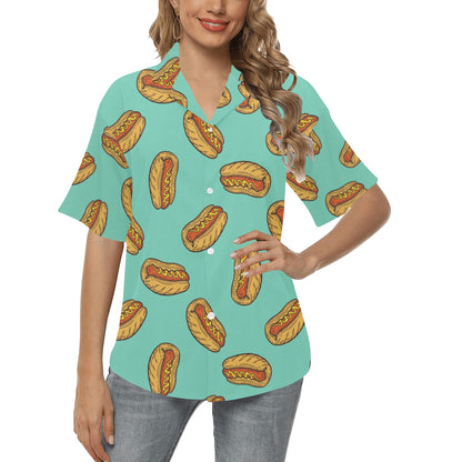 Hot Dog Pattern Print Design 04 Women's Hawaiian Shirt