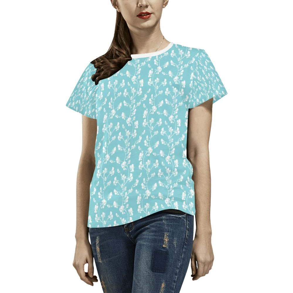 Sweet Pea Print Design LKS302 Women's  T-shirt