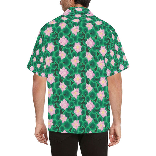 Water Lily Print Design LKS303 Men's Hawaiian Shirt