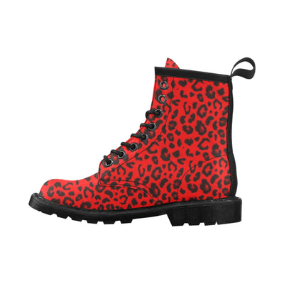 Leopard Red Skin Print Women's Boots