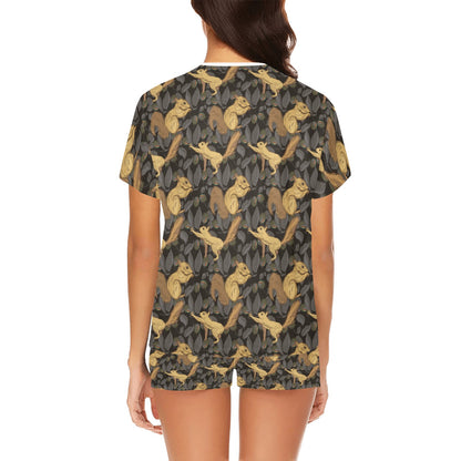 Squirrel Print Design LKS309 Women's Short Pajama Set