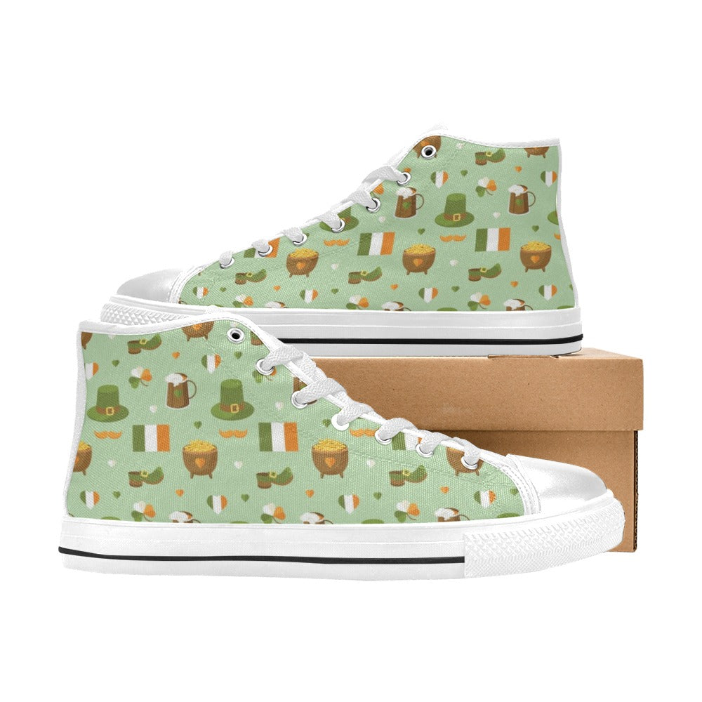 St Patricks Day Print Design LKS302 High Top Women's White Shoes