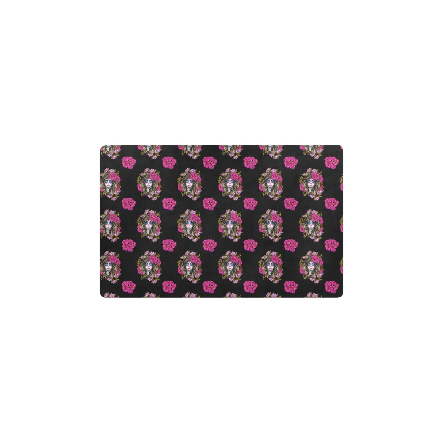 Day of the Dead Makeup Girl Kitchen Mat