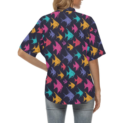 Angelfish Colorful Pattern Print Design 03 Women's Hawaiian Shirt