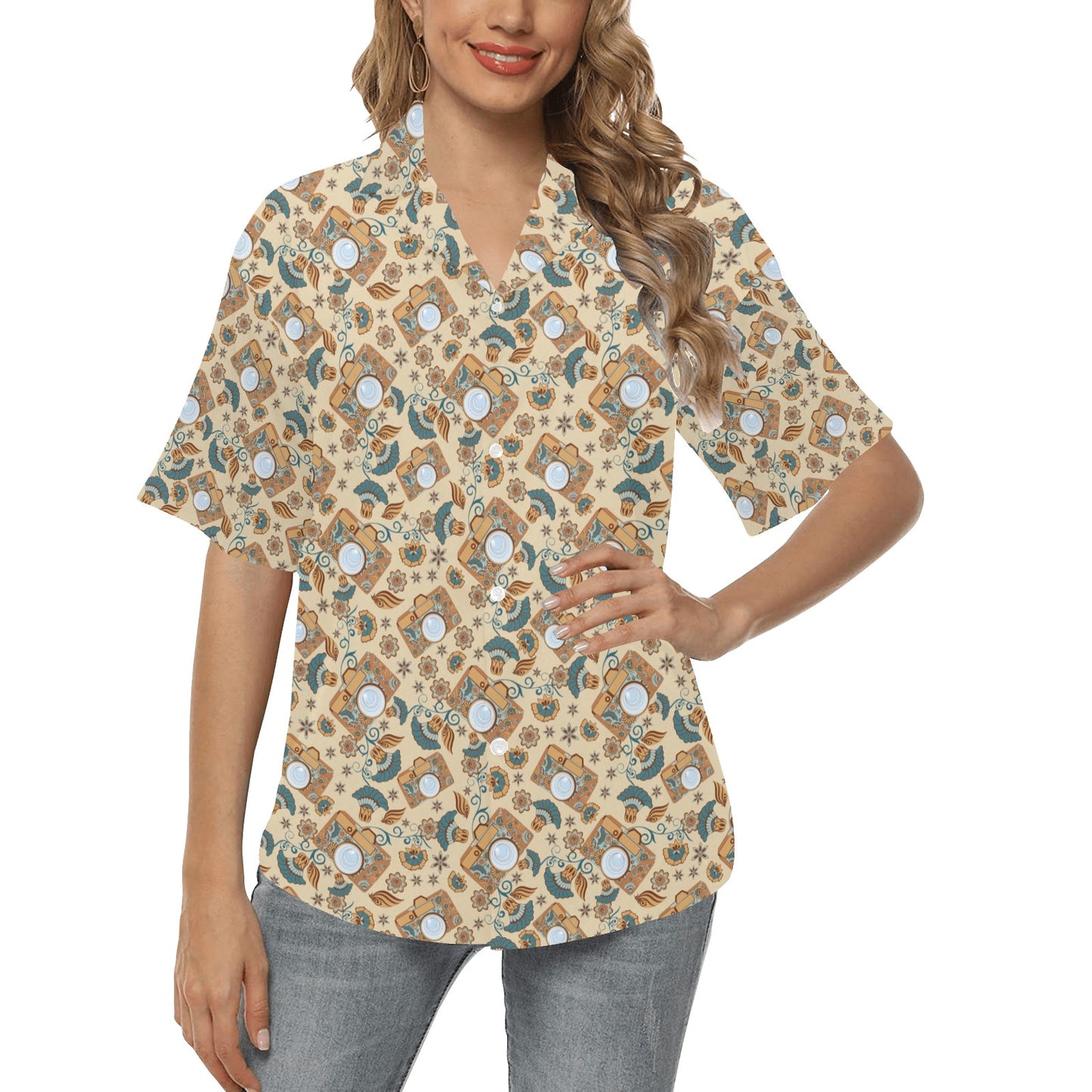 Camera Pattern Print Design 05 Women's Hawaiian Shirt