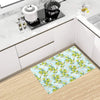 Elegant Olive Floral Print Kitchen Mat