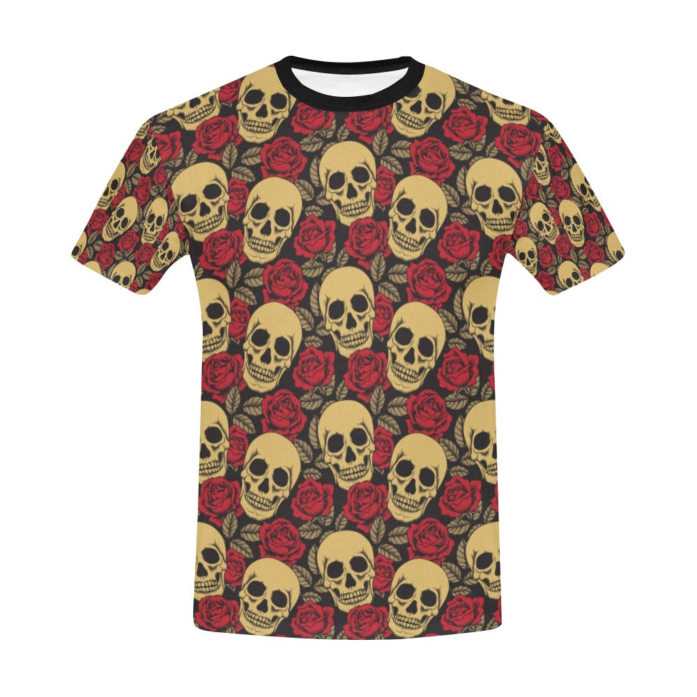 Skull And Roses Print Design LKS302 Men's All Over Print T-shirt