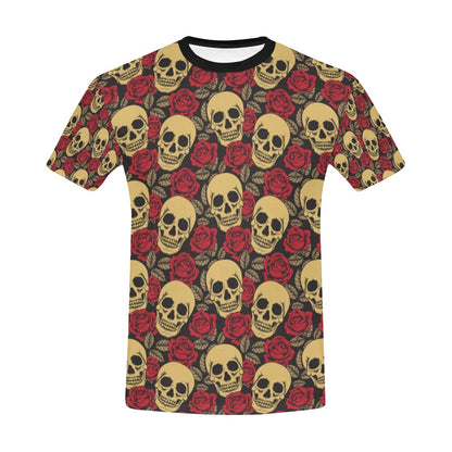 Skull And Roses Print Design LKS302 Men's All Over Print T-shirt