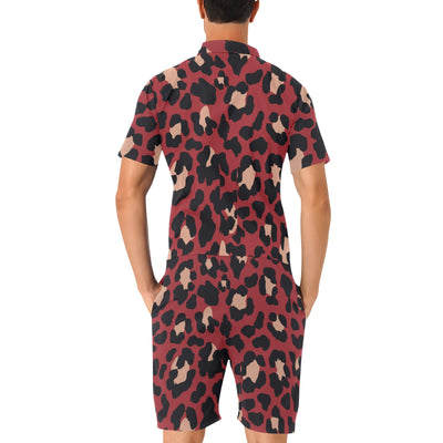 Cheetah Red Print Pattern Men's Romper