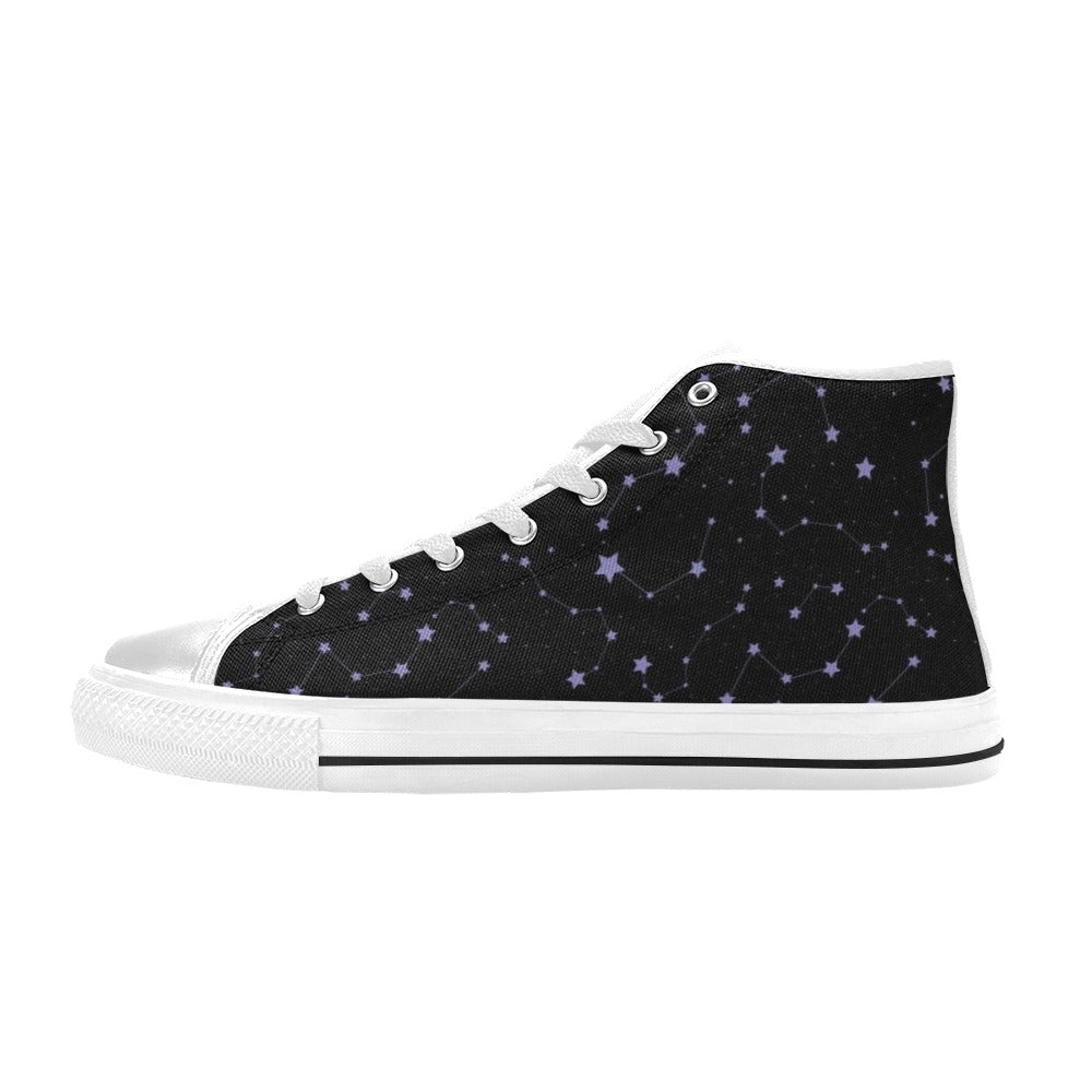 Star Print Design LKS303 High Top Women's White Shoes