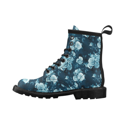 Rose Blue Pattern Print Design RO014 Women's Boots