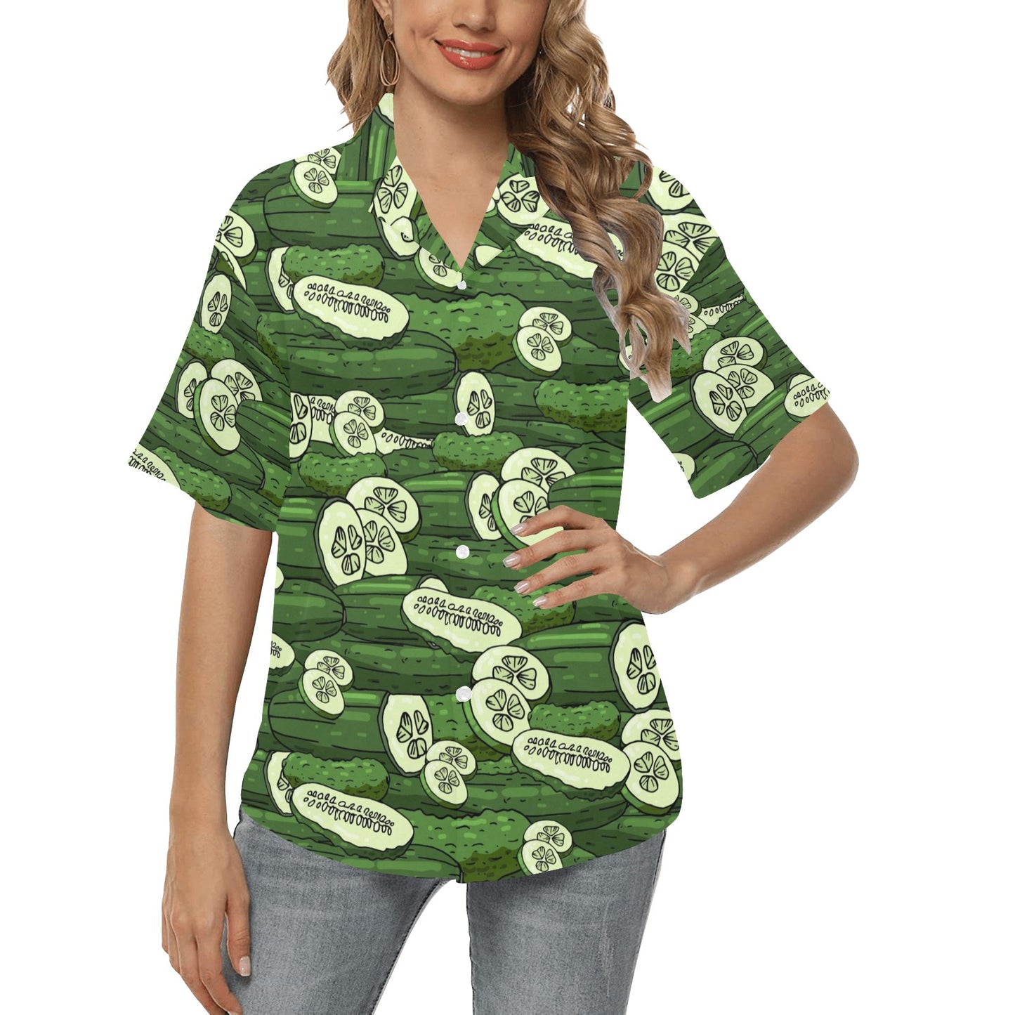 Cucumber Pattern Print Design CC01 Women's Hawaiian Shirt