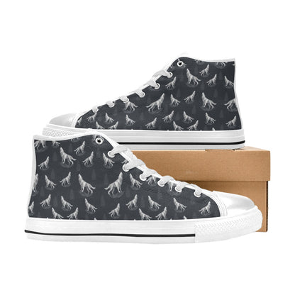 Wolf Print Design LKS303 High Top Women's White Shoes