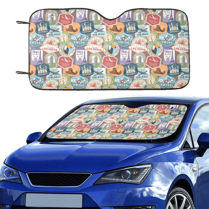 Travel Stamp Print Design LKS301 Car front Windshield Sun Shade