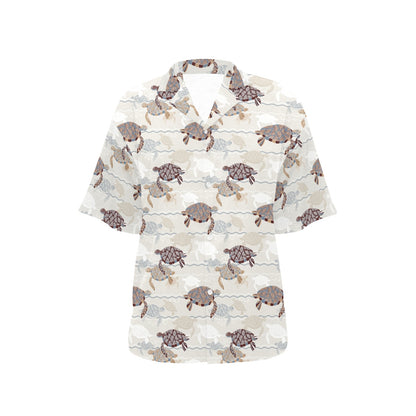 Sea Turtle Pattern Print Design T07 Women's Hawaiian Shirt