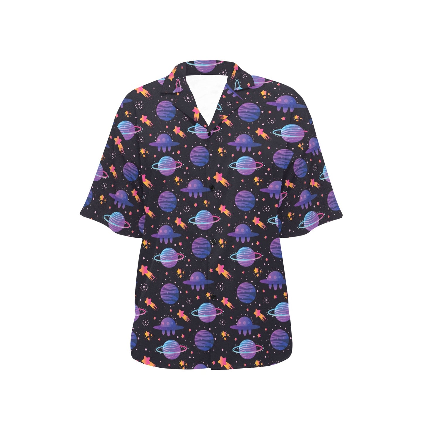 UFO Star Galaxy Print Design LKS308 Women's Hawaiian Shirt