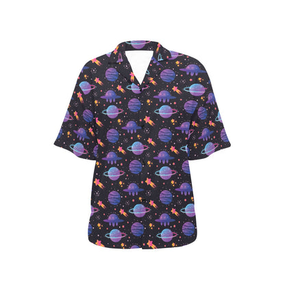 UFO Star Galaxy Print Design LKS308 Women's Hawaiian Shirt