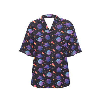 UFO Star Galaxy Print Design LKS308 Women's Hawaiian Shirt