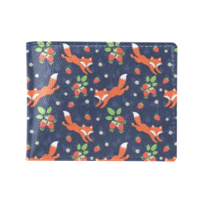 Fox Strawberry Print Pattern Men's ID Card Wallet