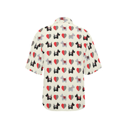 Scottish Terriers Print Design LKS3010 Women's Hawaiian Shirt