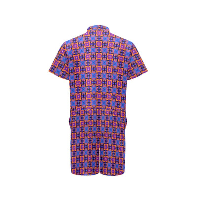 kaleidoscope Purple Orange Print Design Men's Romper