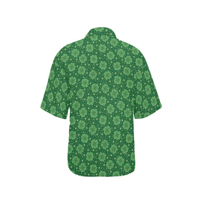 Shamrock Design Print Women's Hawaiian Shirt