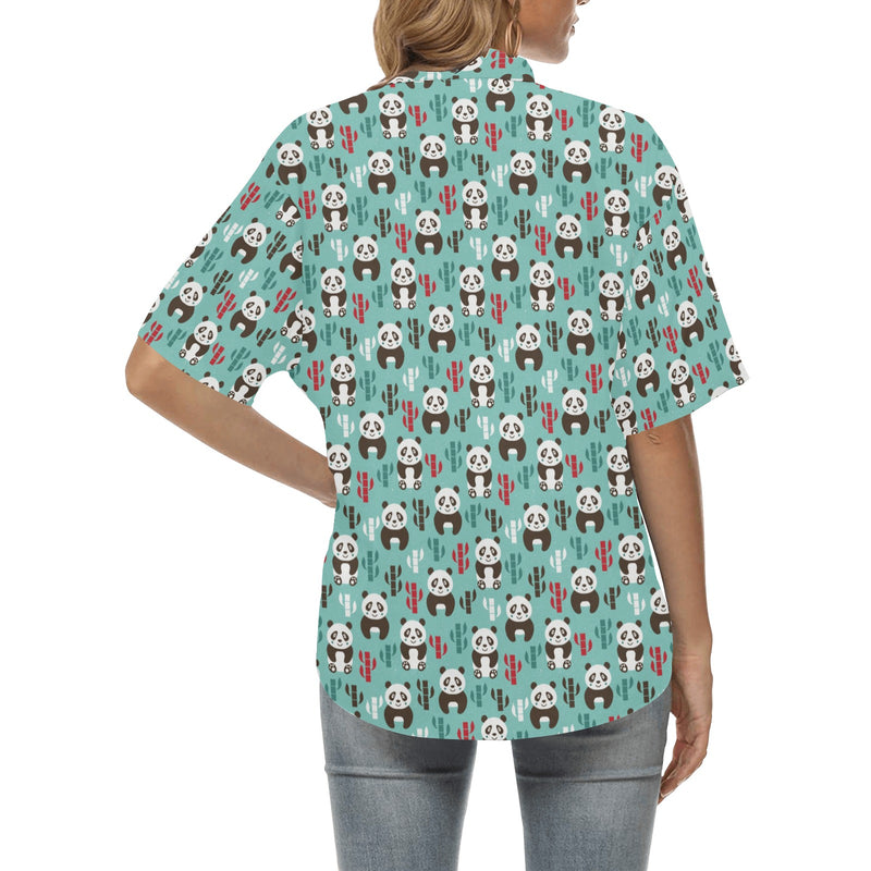 Panda Bear Cute Themed Print Women's Hawaiian Shirt