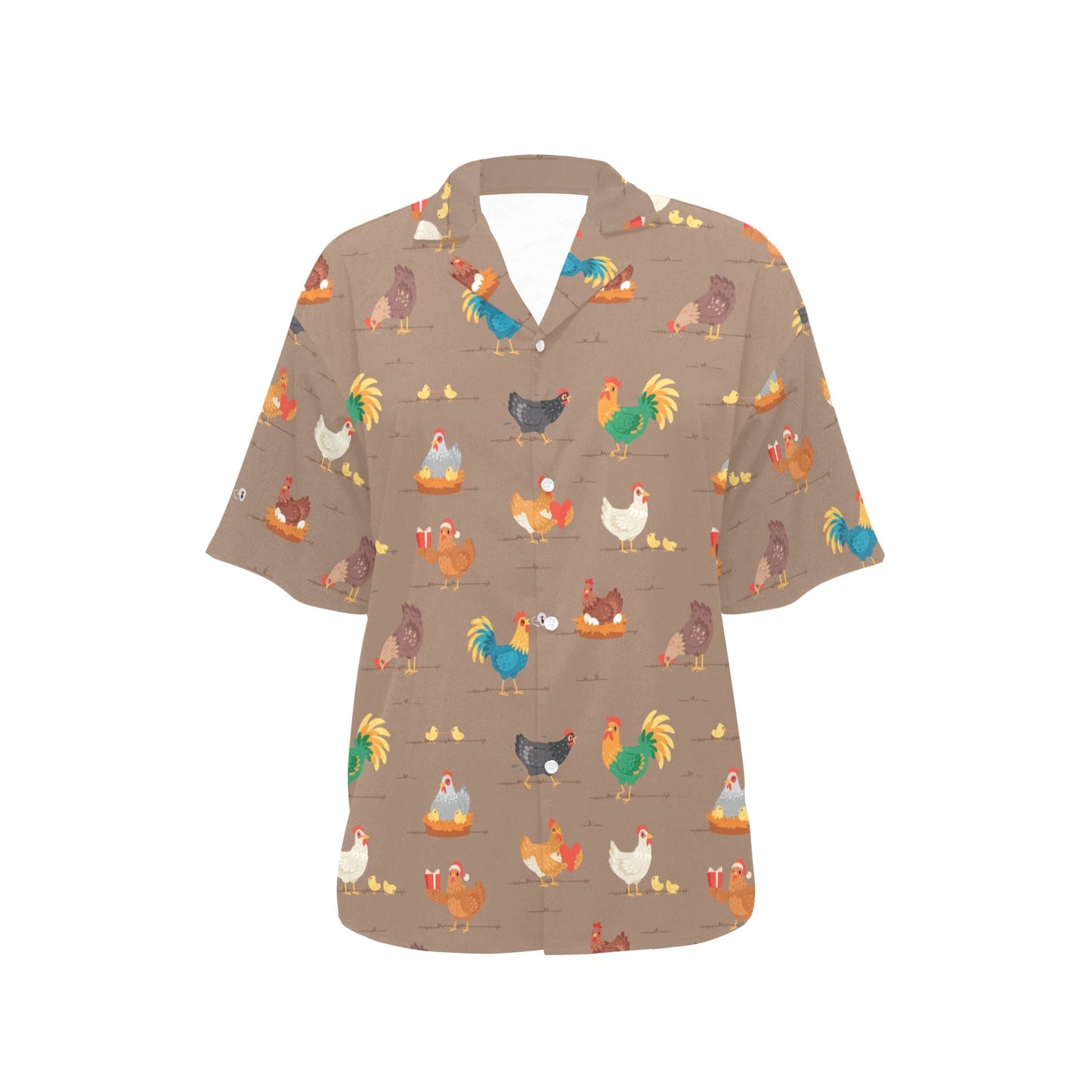 Chicken Happy Print Pattern Women's Hawaiian Shirt