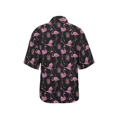 Flamingo Pink Print Pattern Women's Hawaiian Shirt