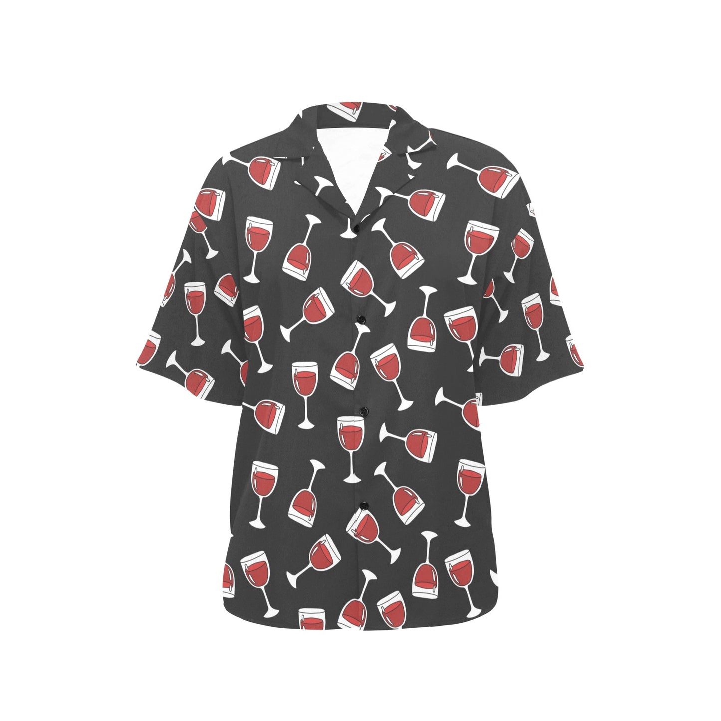 Wine Glass Print Design LKS303 Women's Hawaiian Shirt