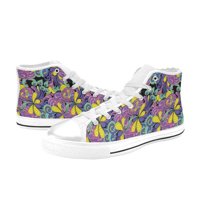 Trippy Print Design LKS305 High Top Women's White Shoes