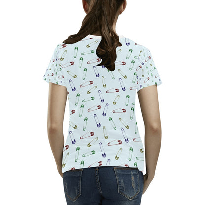 Safety Pin Print Design LKS303 Women's  T-shirt