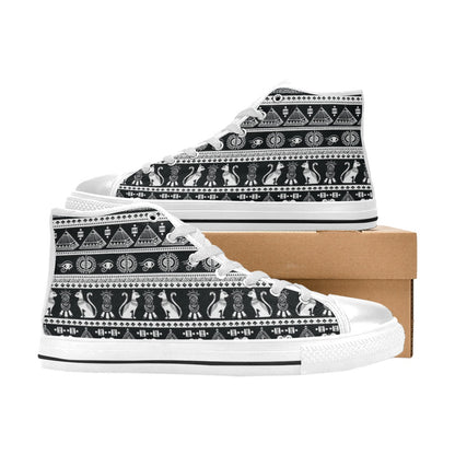 Tribal Pattern Print Design LKS305 High Top Women's White Shoes