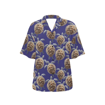 Sea Turtle Pattern Print Design T05 Women's Hawaiian Shirt